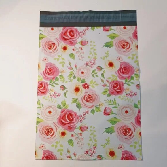 30 Poly Mailers/shipping Bags/ 30 Thank you Stickers - Floral & plain white - Picture 2 of 3